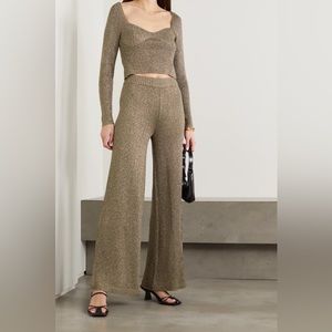 STAUD Daisy metallic stretch wide leg pants